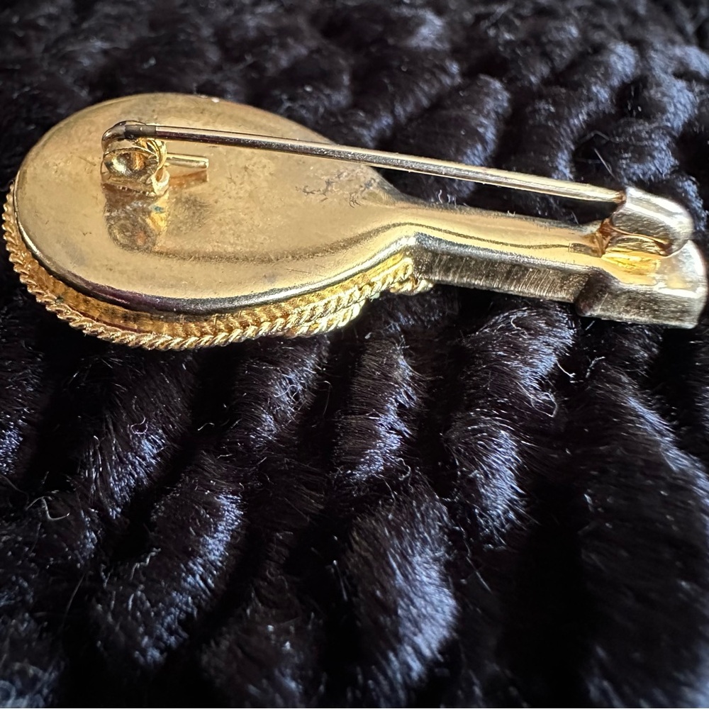 Vintage Micro Mosaic Mandolin Broach Pin - Picture 5 of 6